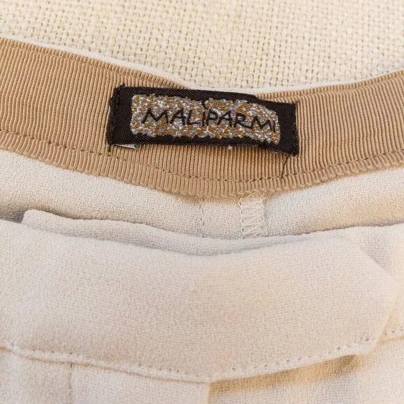 Maliparmi Beige Wide-Leg Trousers | Size IT 44 (US 8–10) | Made in Italy - Picture 3 of 4